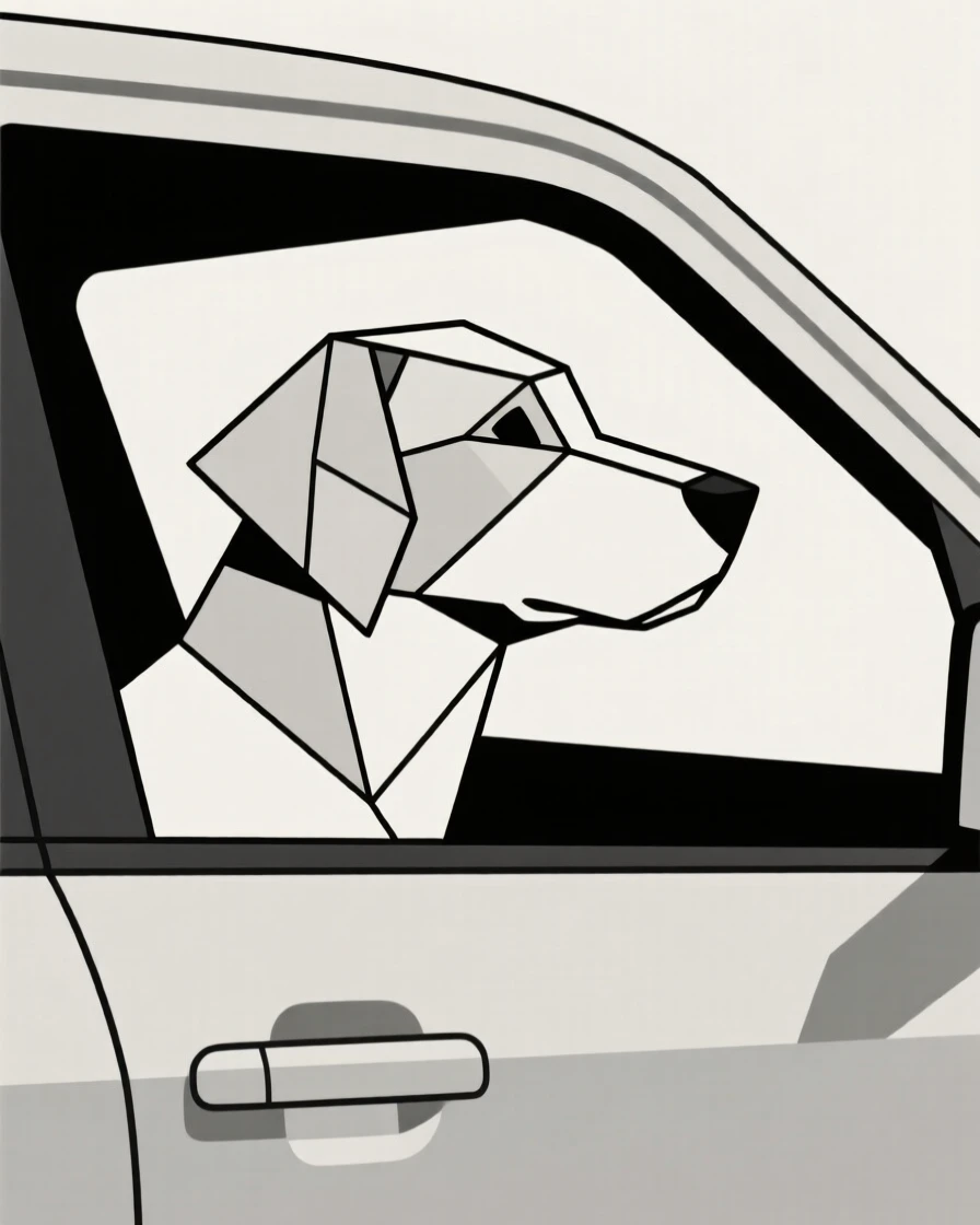 A dog looking out of a car window with ears flapping