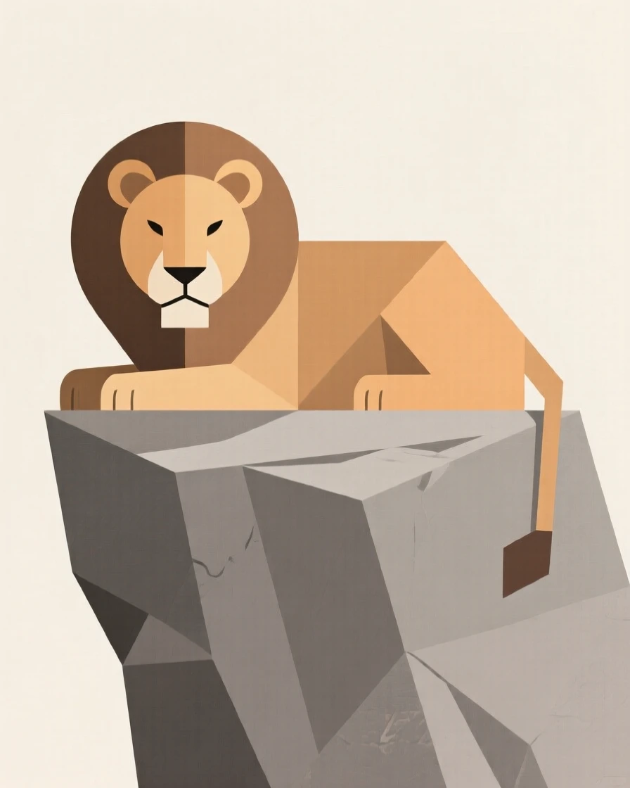 A lion resting on a rocky outcrop