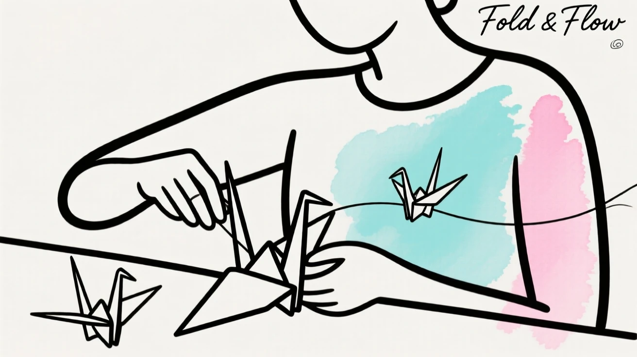 An origami artist folding paper cranes