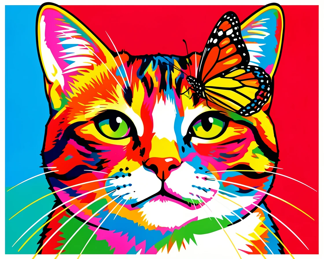 Butterfly landing gently on a cat's nose