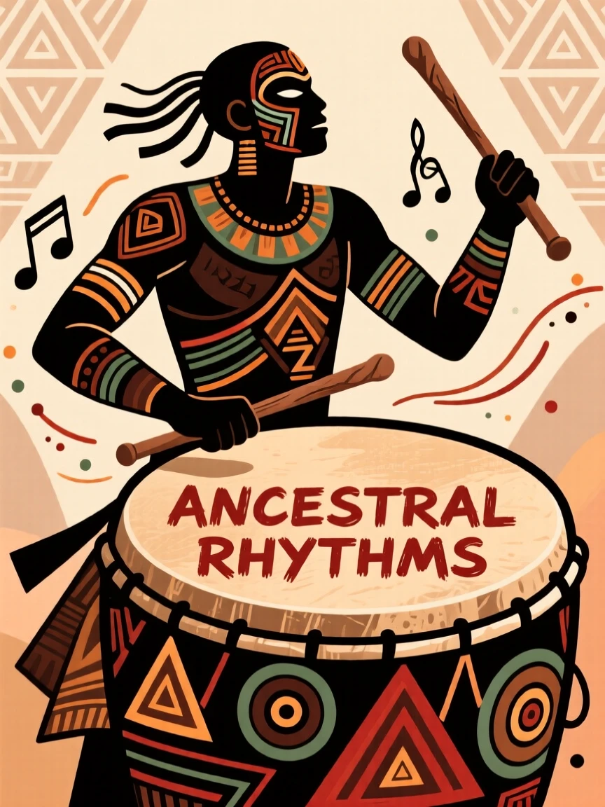 A musician striking a large ceremonial drum.