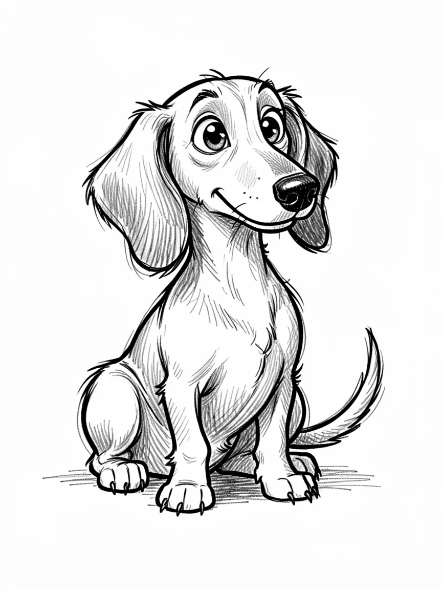 A dachshund sitting patiently for a treat.