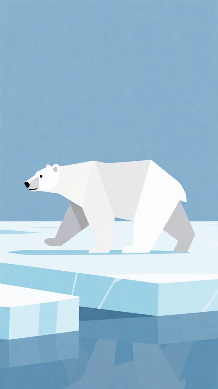 A polar bear walking across an ice floe
