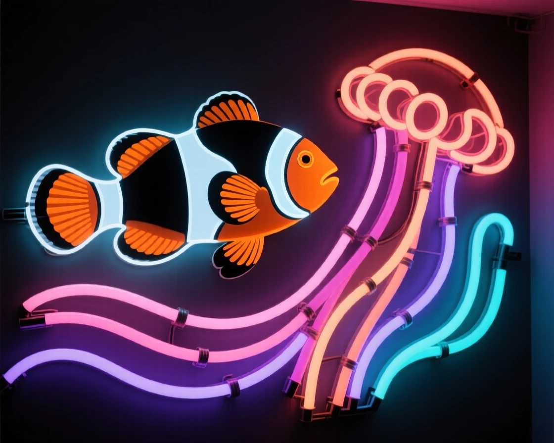 A clownfish darting between the tentacles of a sea anemone.