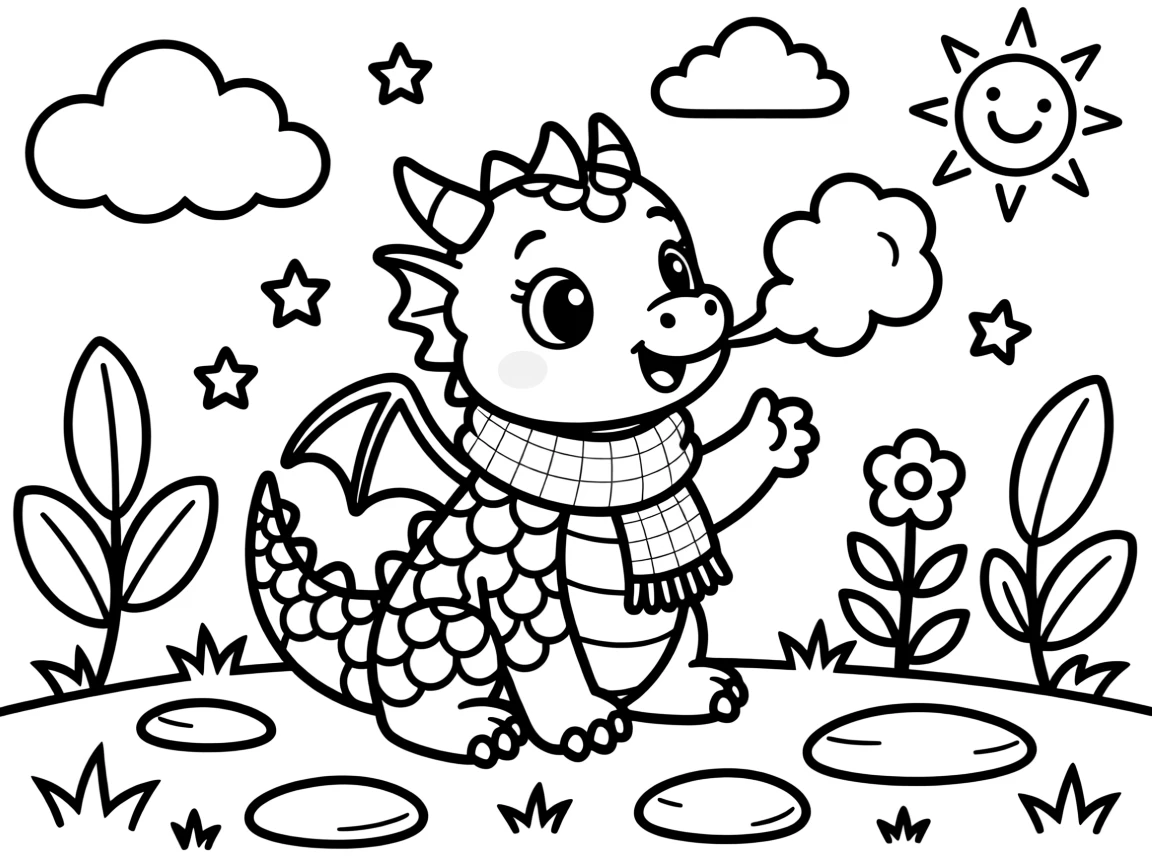 A baby dragon learning to breathe its first puff of smoke