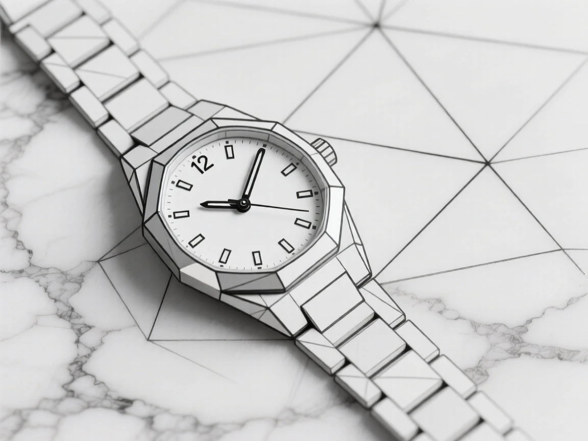 A designer watch resting on a marble surface