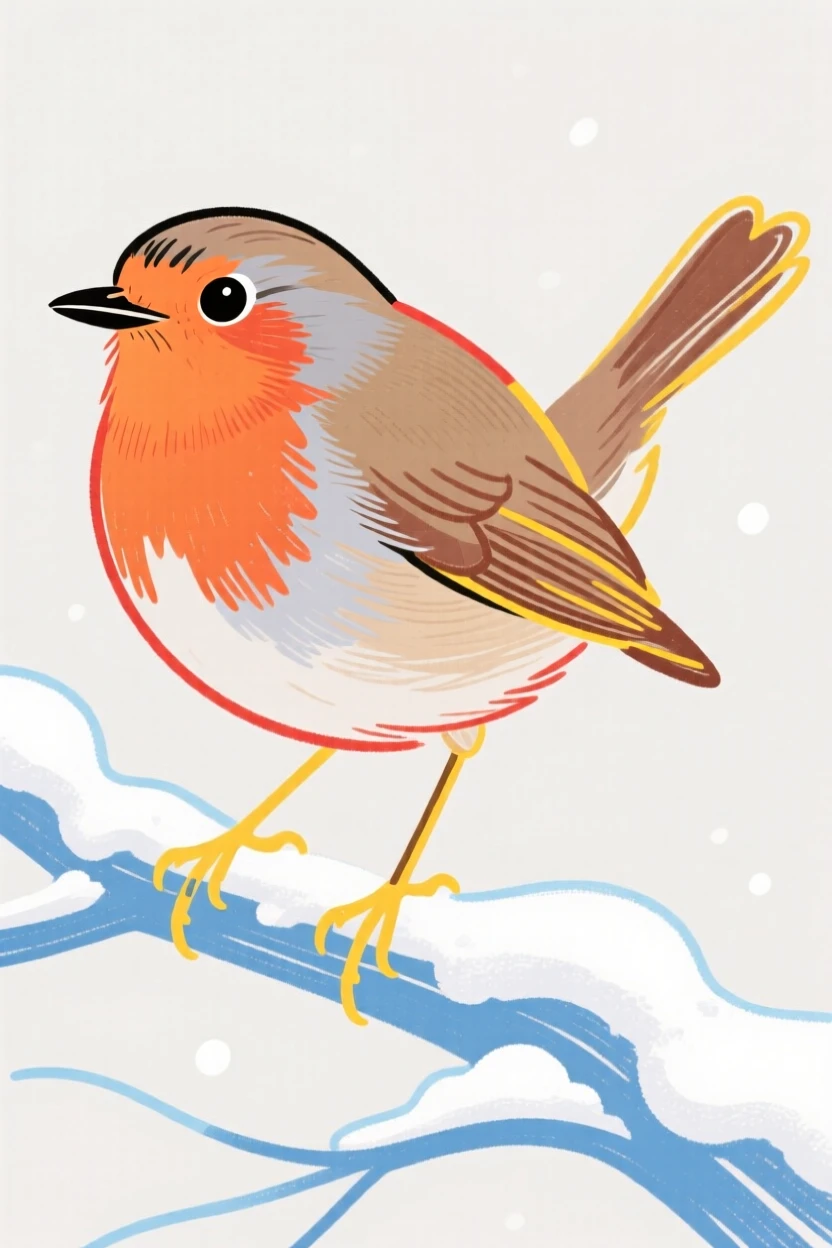 A robin perched on a snowy branch.