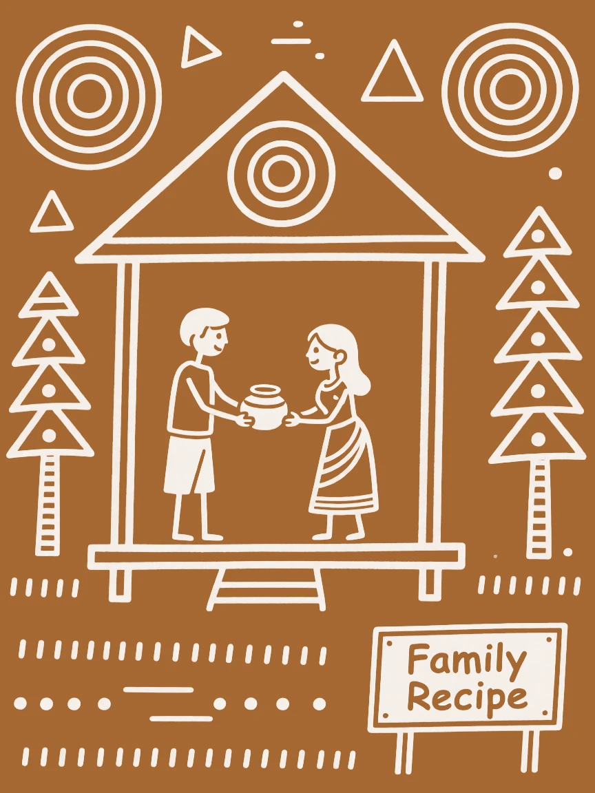 A young couple passing on a family recipe on the veranda of a small house.
