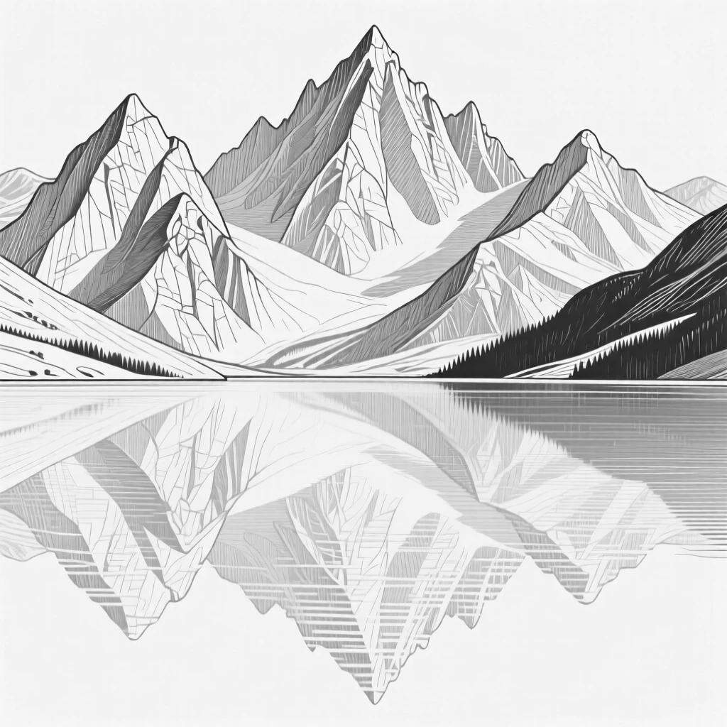A dramatic mountain range reflected in a still alpine lake
