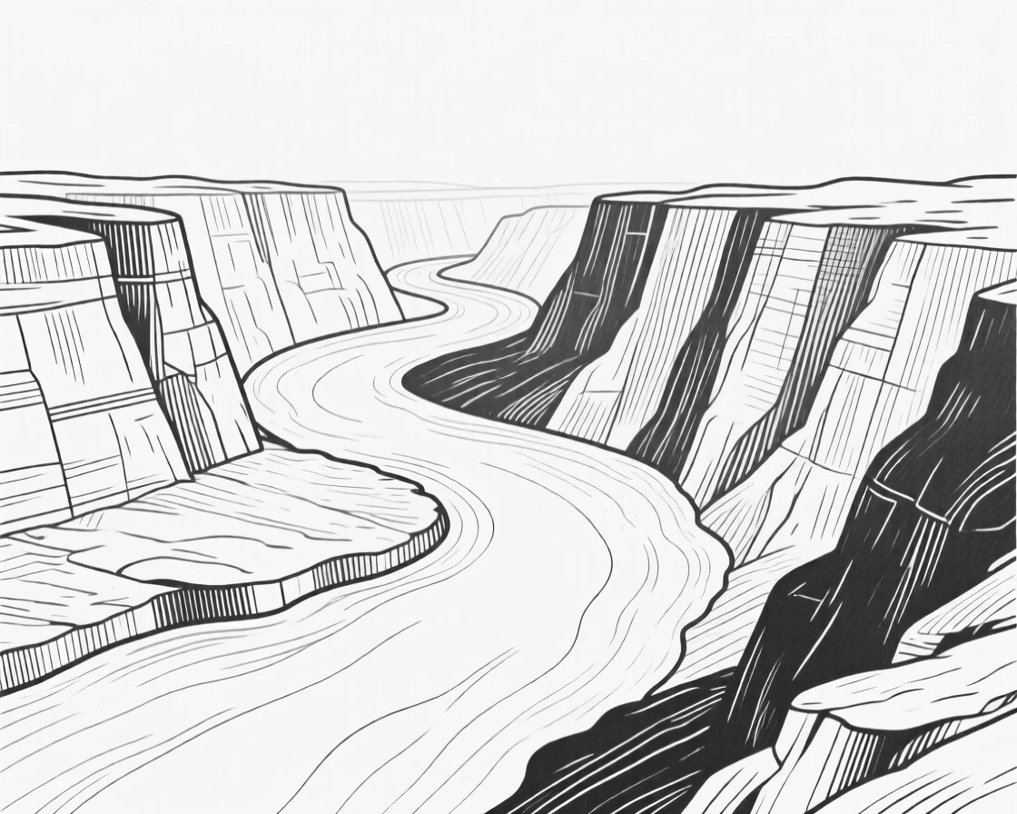 A winding river cutting through a deep canyon