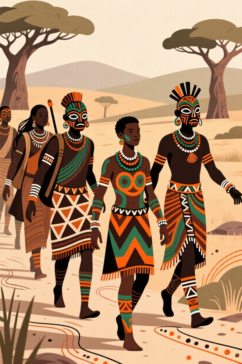 A returning group of travelers welcoming a new member into the community.