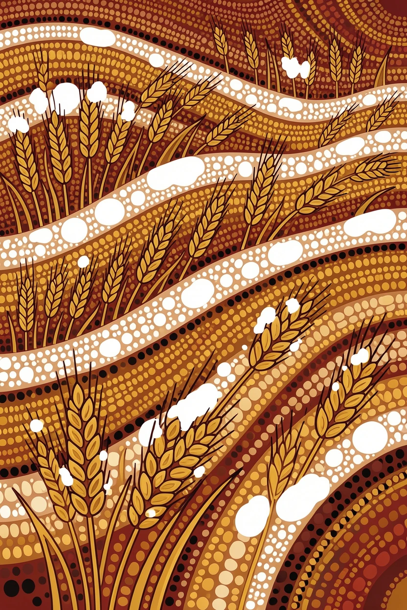 Golden wheat fields after a fresh snowfall