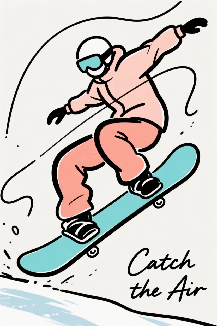 A snowboarder catching air