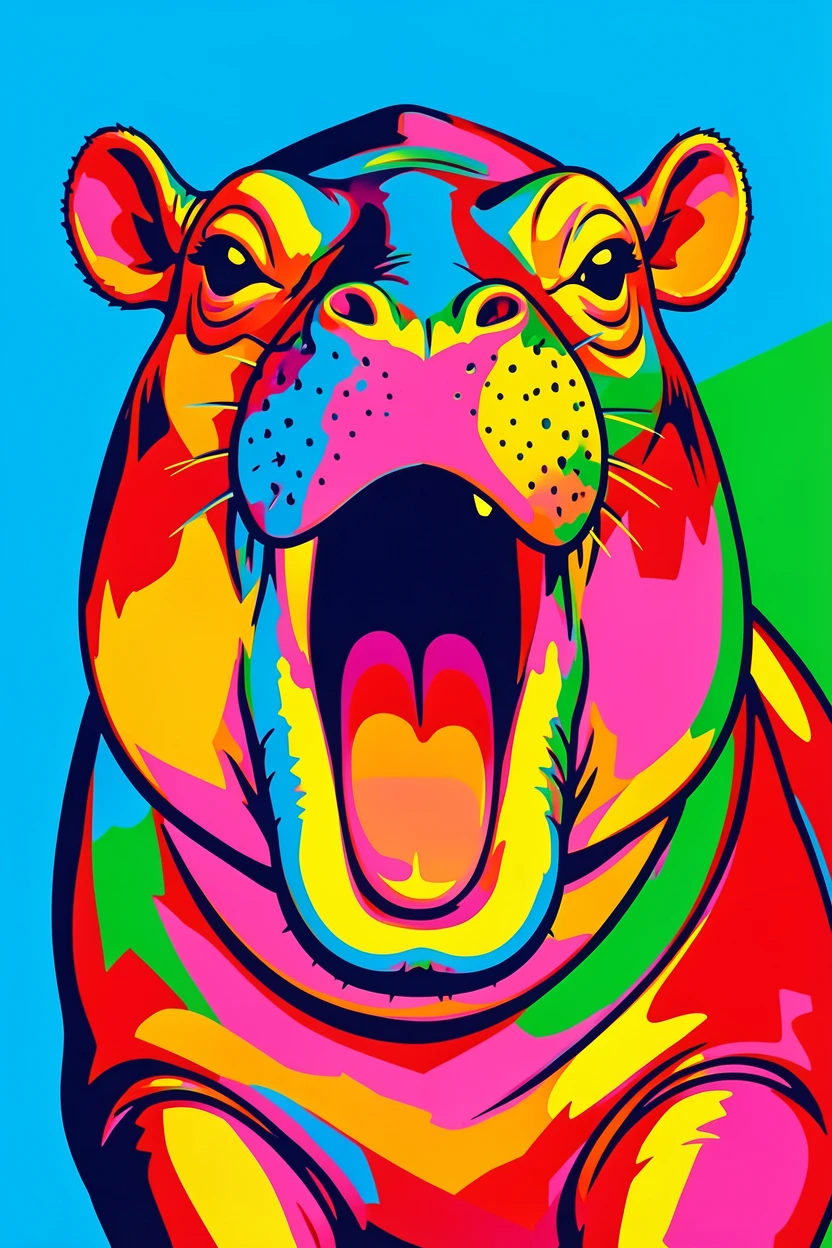 Baby hippo yawning widely