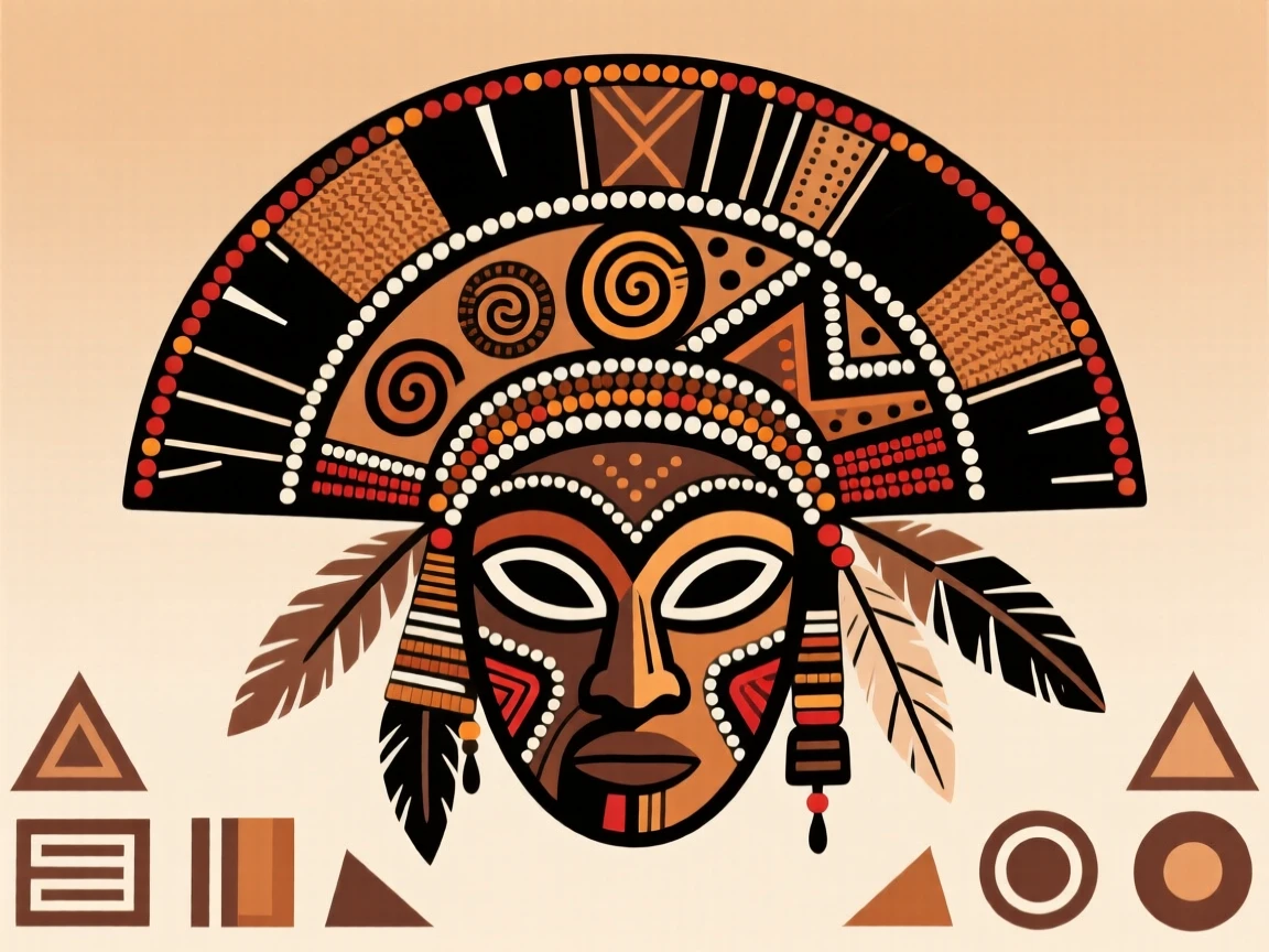 An elaborately beaded ceremonial headdress laid on display.