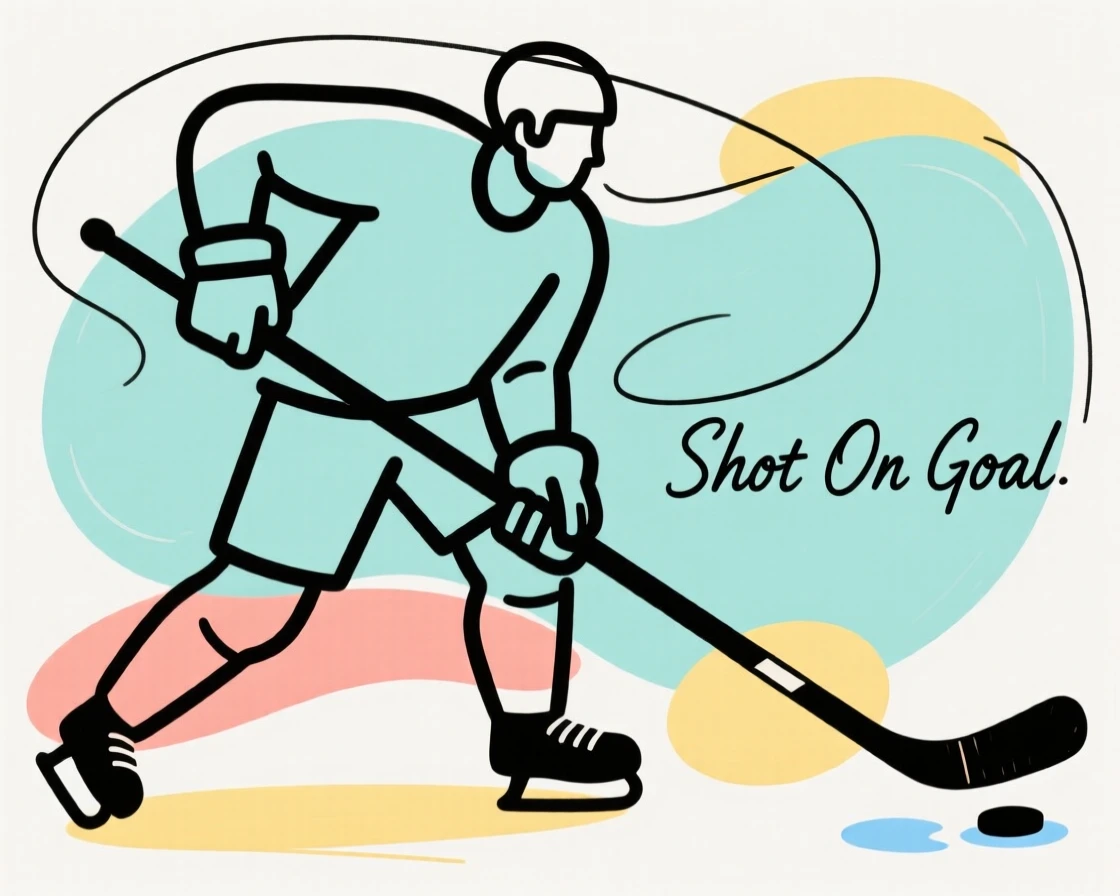 A hockey player taking a shot