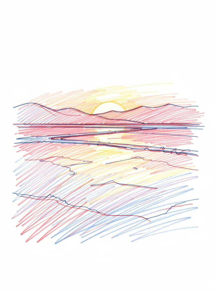 A dramatic salt pan glowing pink and orange as the sun sets behind distant hills