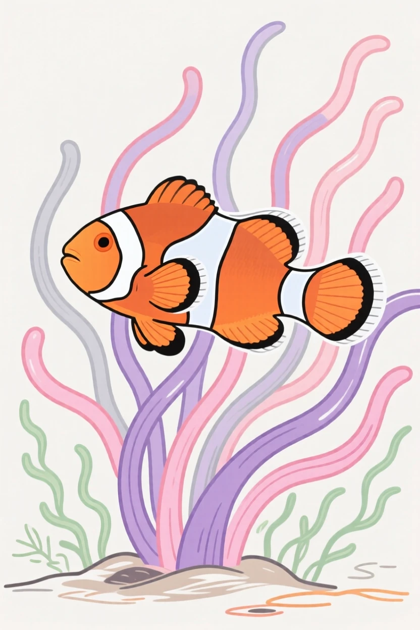 A clownfish weaving through sea anemone tentacles.