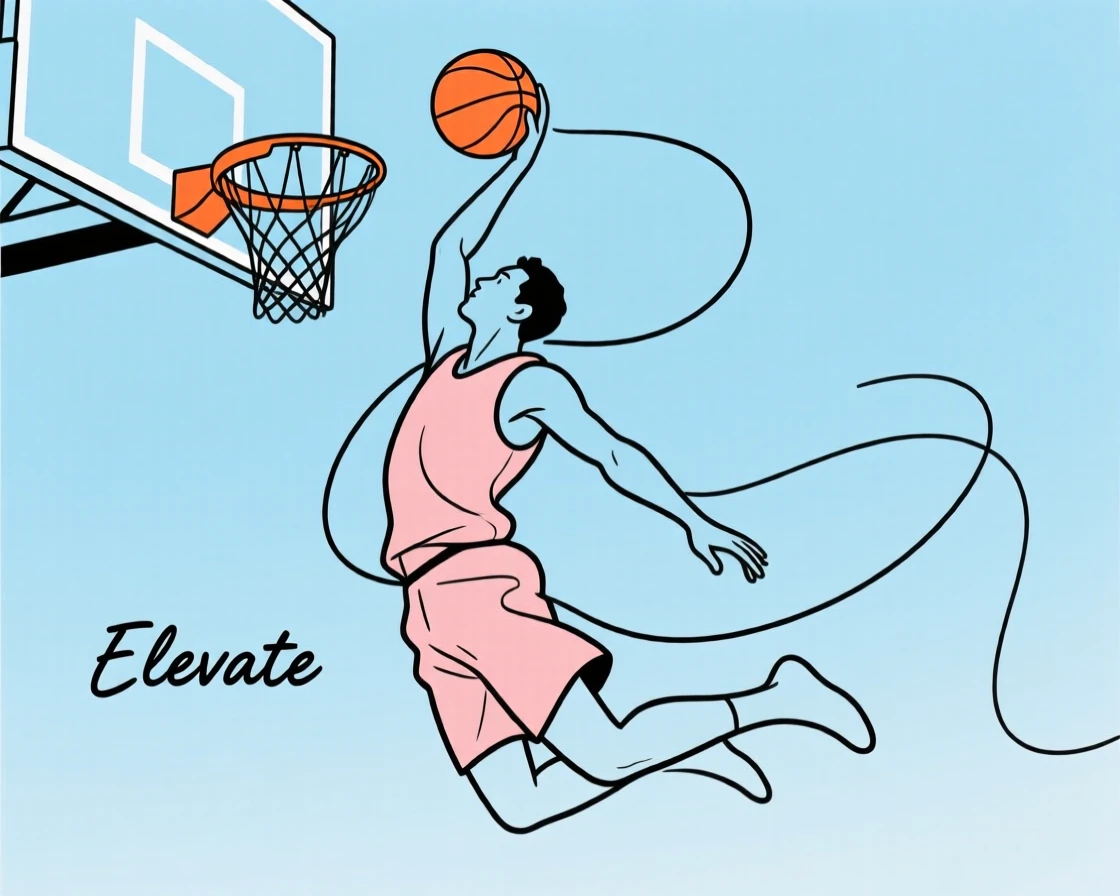 A basketball player dunking