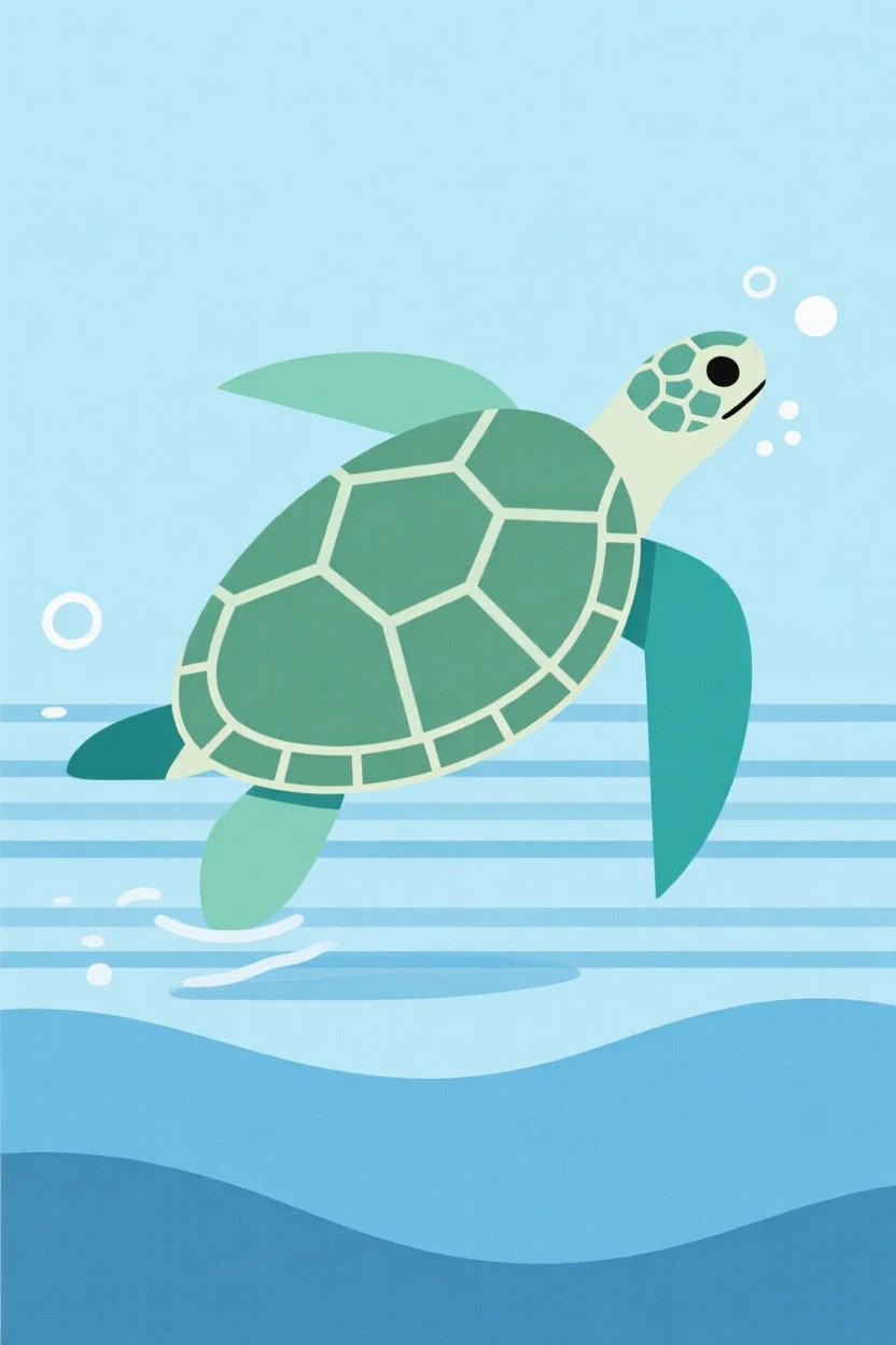 A sea turtle swimming through clear water