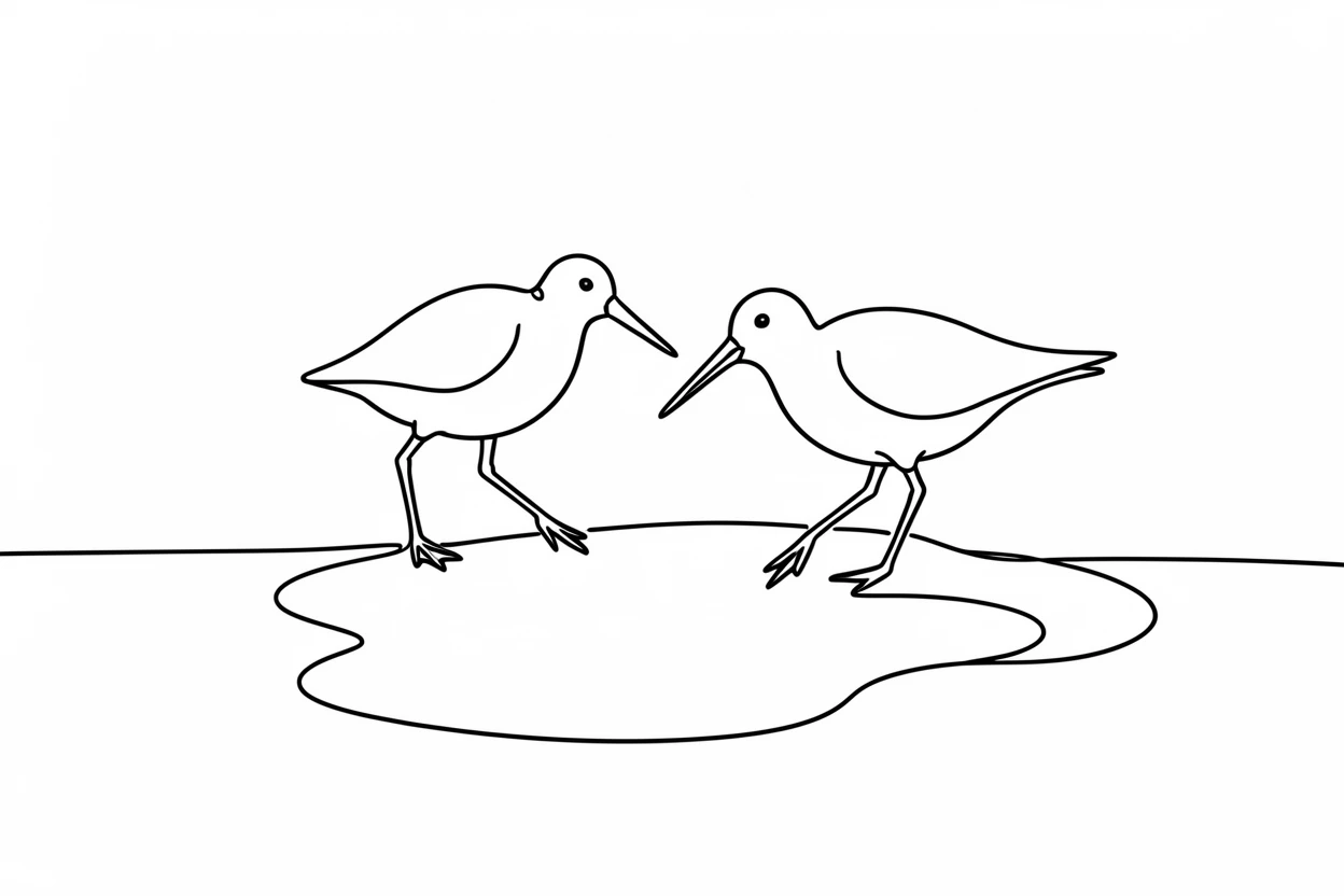 A pair of sandpipers darting along the edge of a tide pool