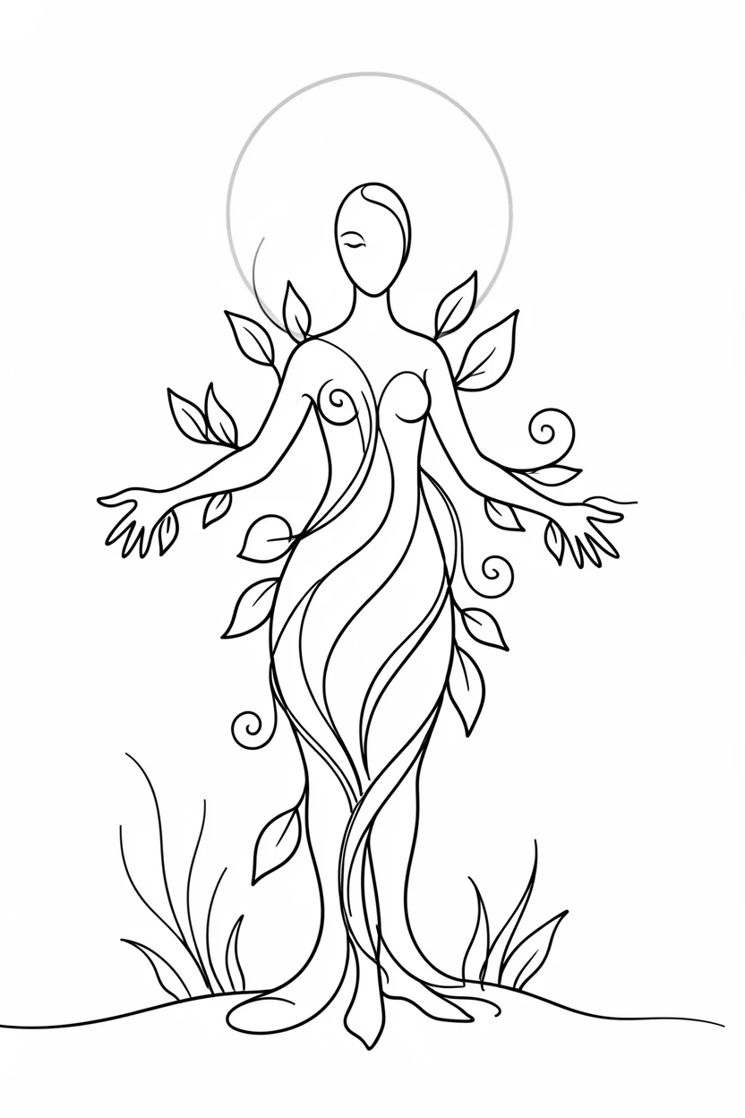 A forest spirit made of leaves and vines standing in a moonlit glade