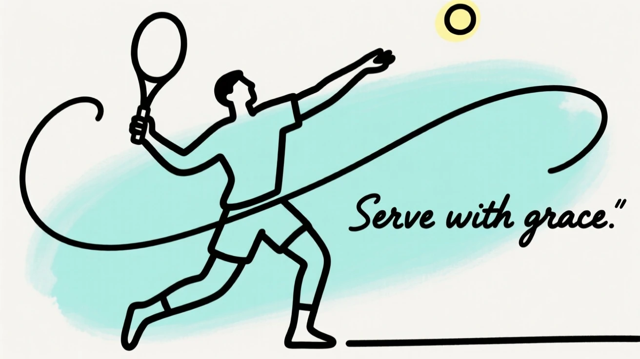 A tennis player serving