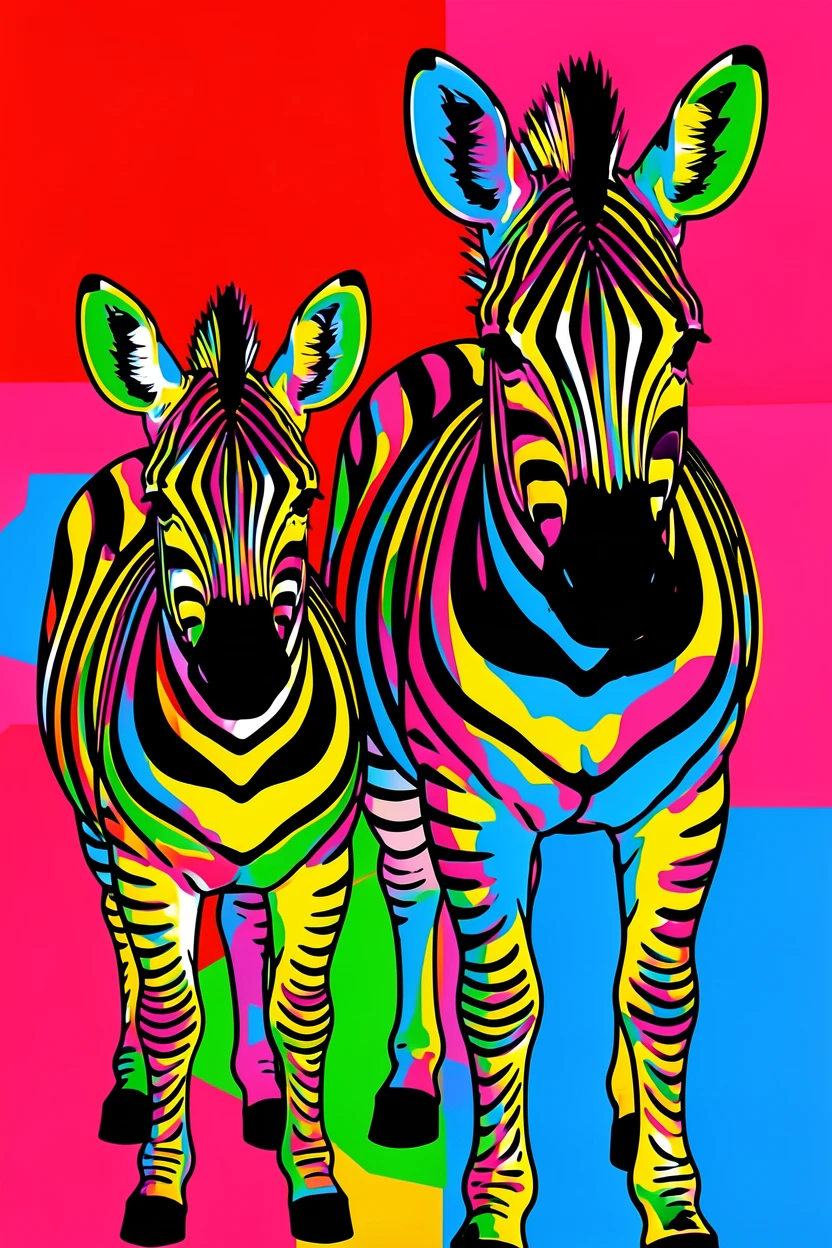 Baby zebra standing beside its striped mother
