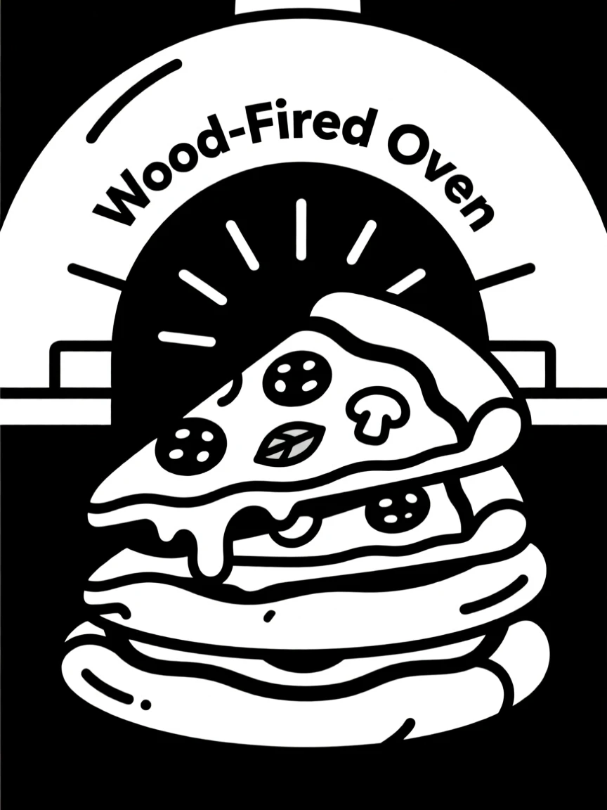 A stack of pizza slices fresh from a wood-fired oven.