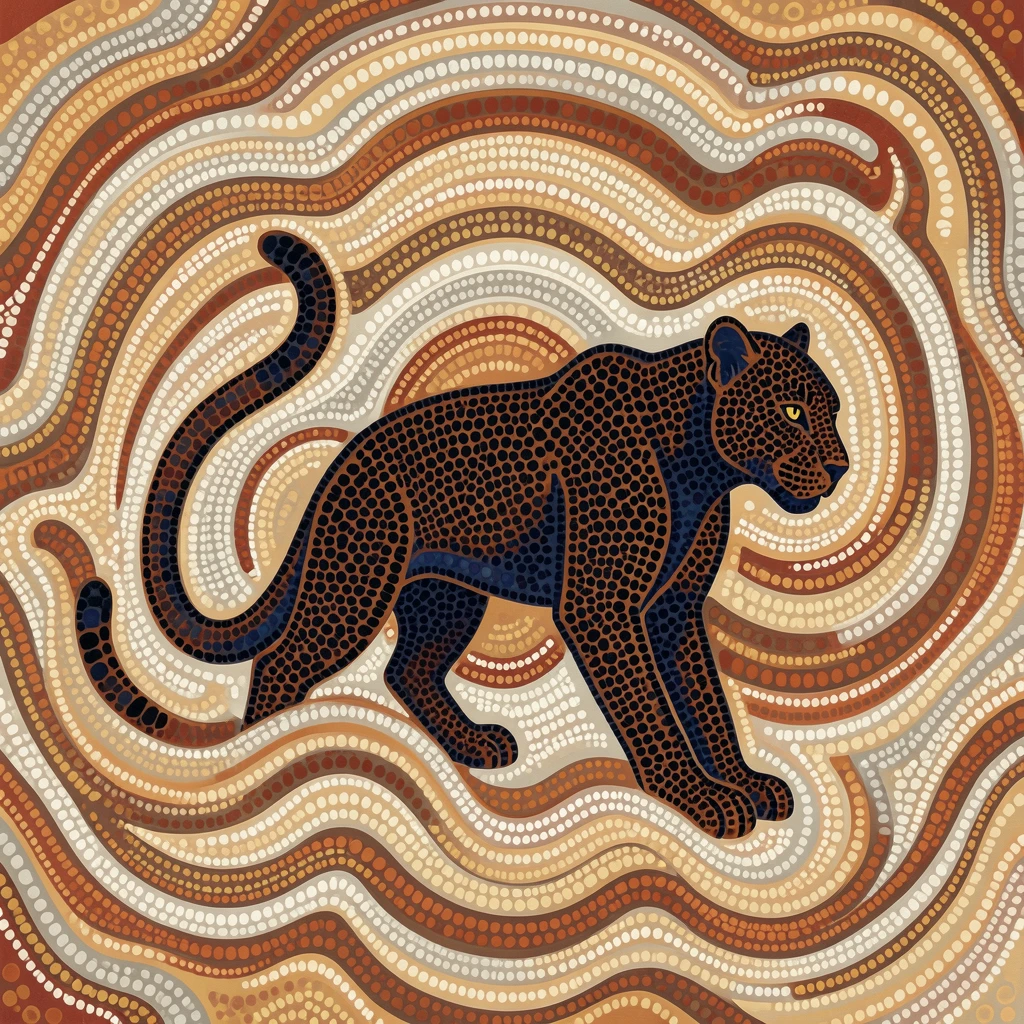 A shadow panther emerging from swirling mist