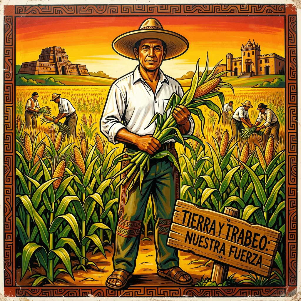 A farmer standing proudly in a field of ripe corn at harvest time