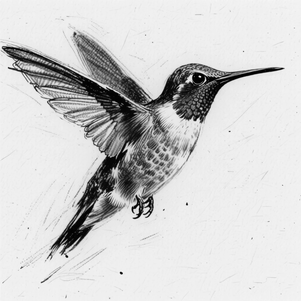 A hummingbird leaping gracefully through the air.