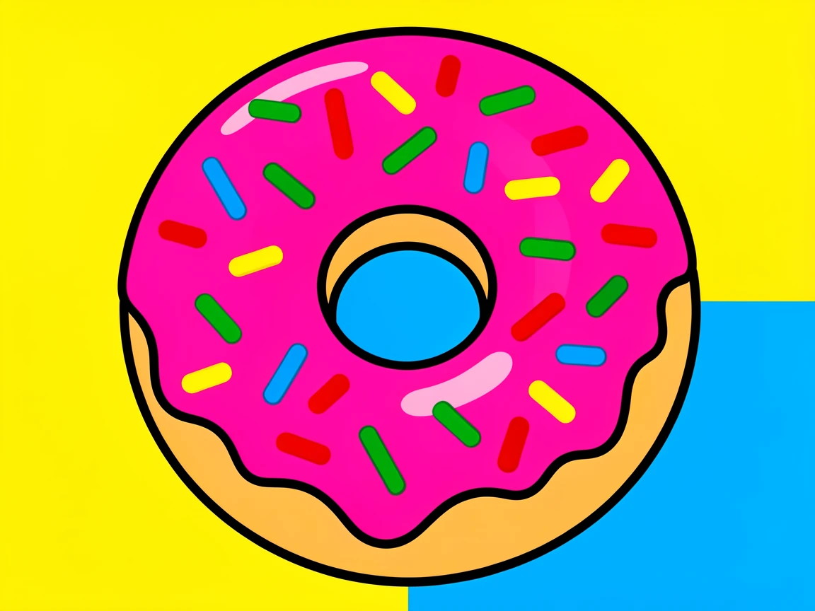 Rainbow sprinkle donut with pink glaze