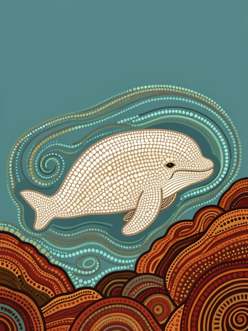 A beluga whale swimming near a rocky reef