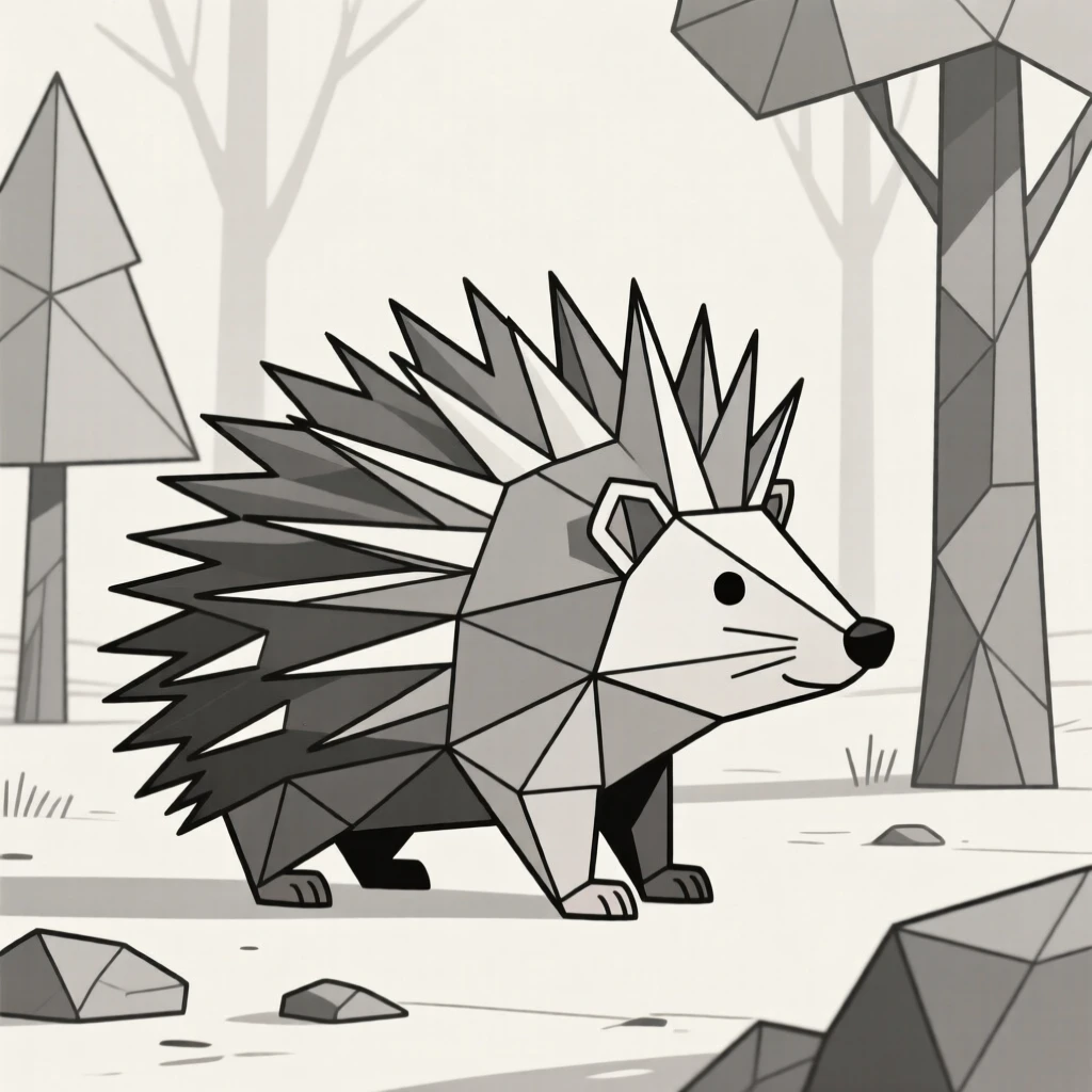 A porcupine with raised quills in a woodland setting