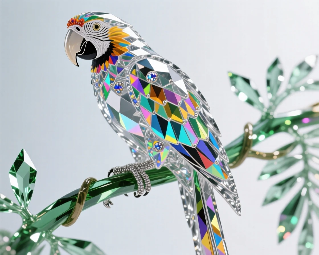 A colorful macaw parrot perched on a jungle vine, feathers glowing in dappled light.