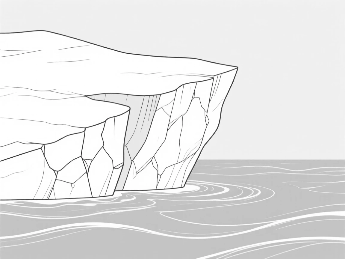 A glacier calving into an icy blue sea