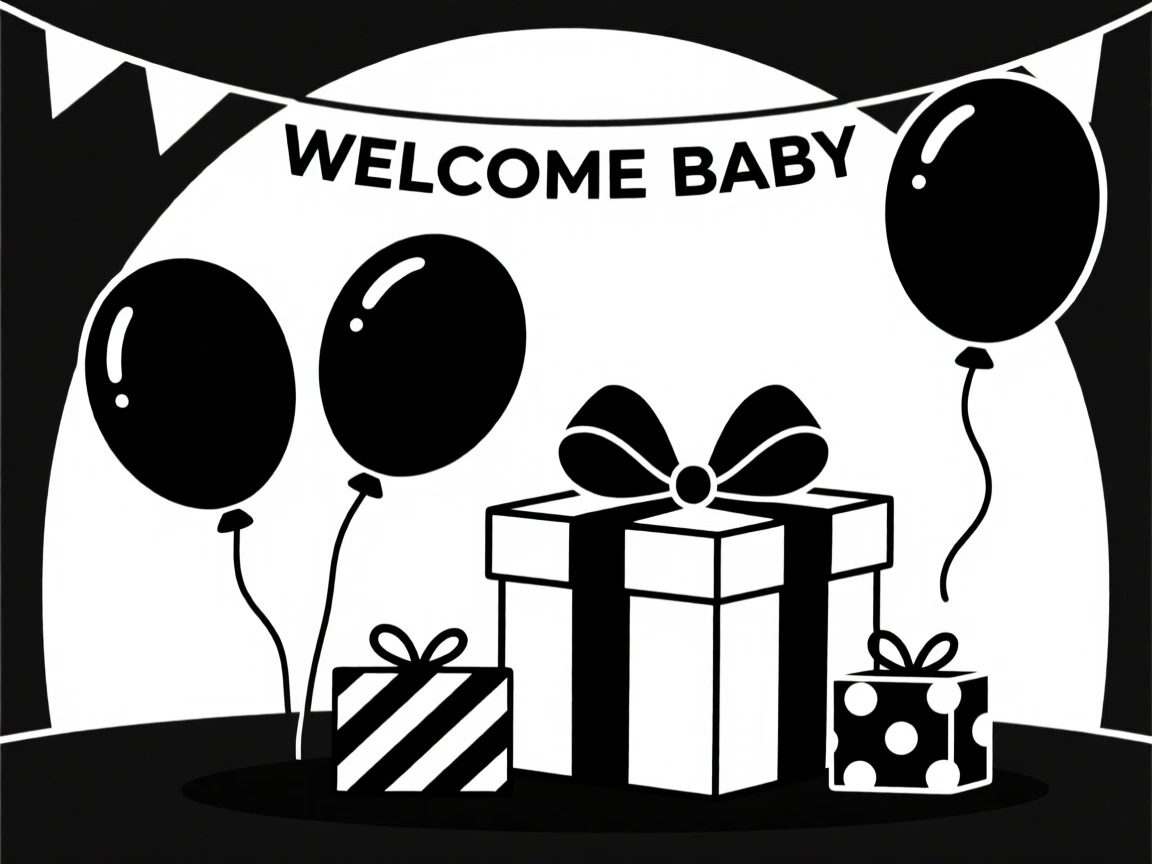 A baby shower with balloons and gifts.
