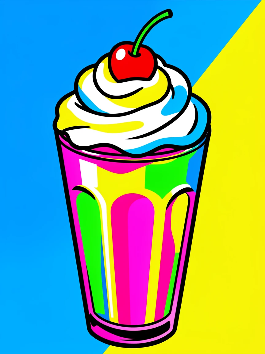 Milkshake topped with whipped cream and a cherry