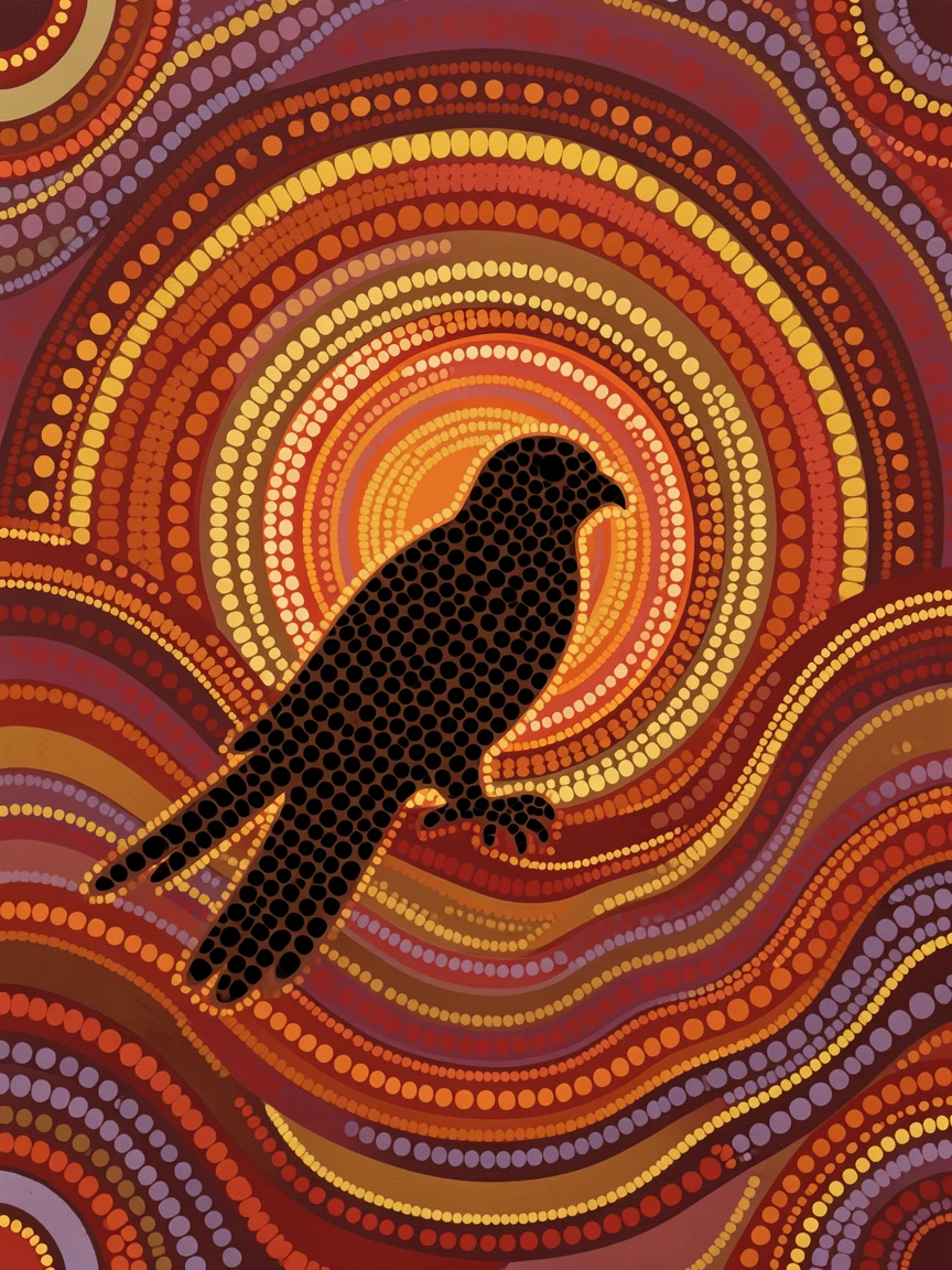 A kestrel silhouetted against a colorful sunset