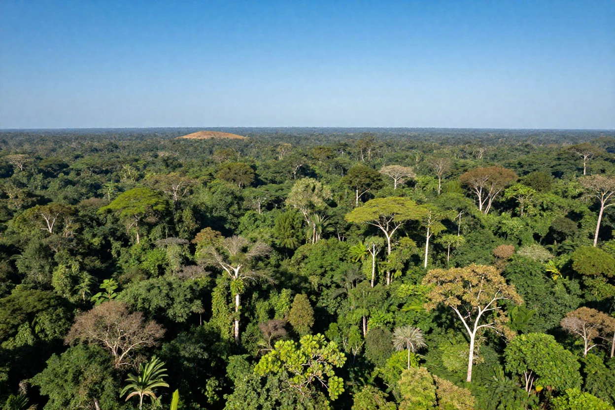 The Amazon rainforest canopy stretching to the horizon