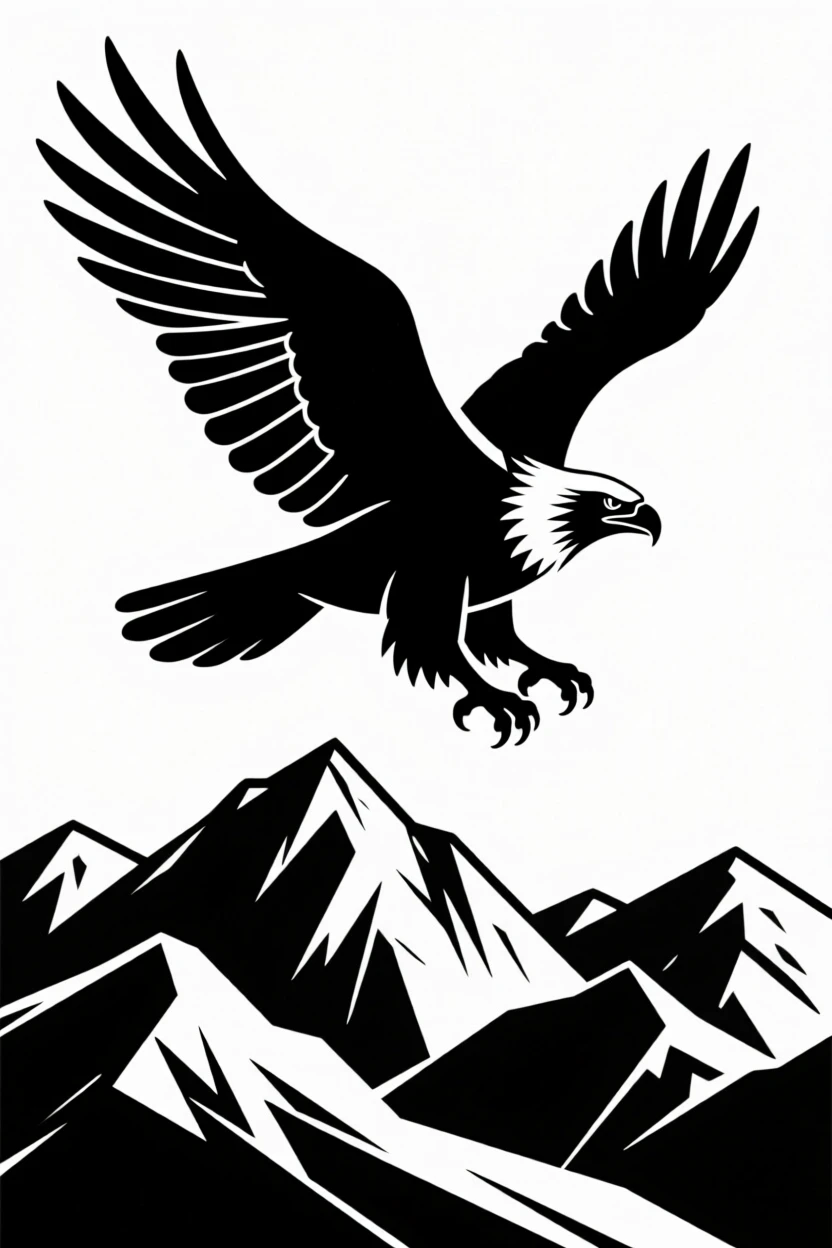 A griffin soaring above a mountain range.