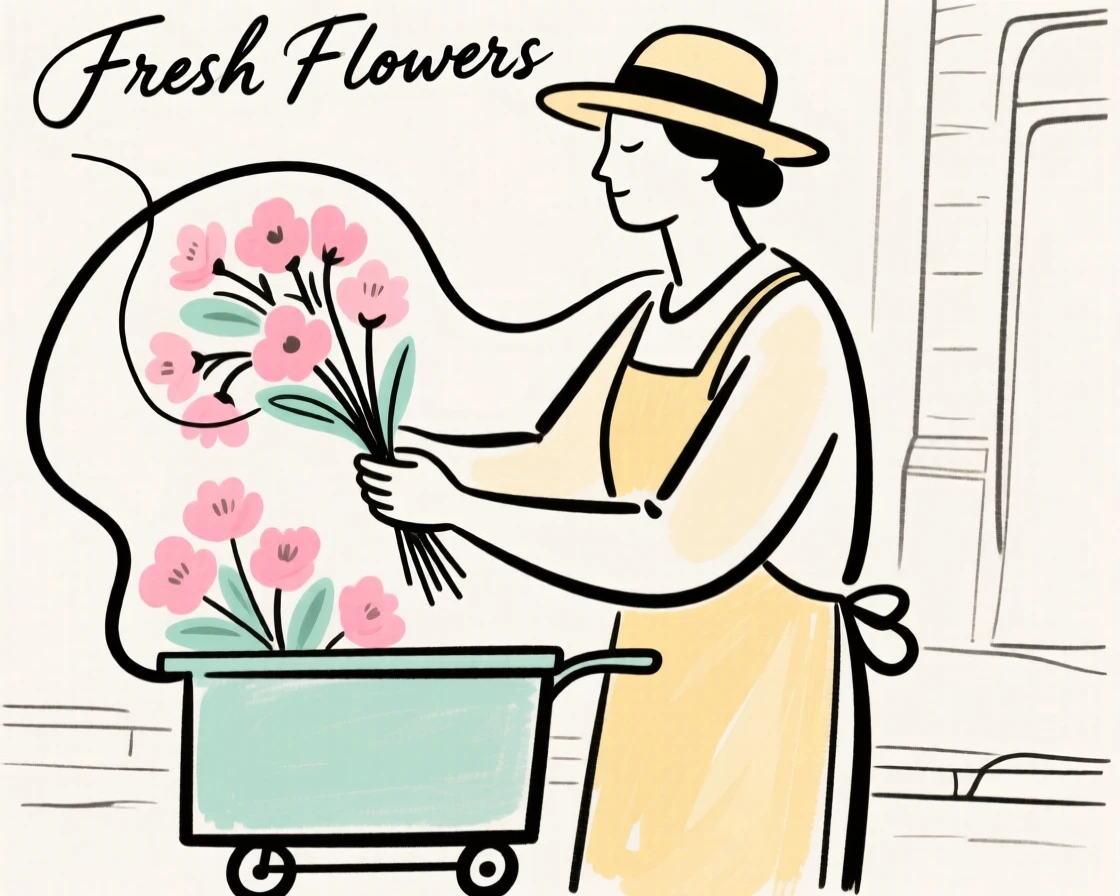 A street vendor selling flowers