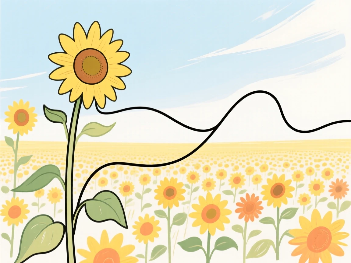 A field of blooming sunflowers stretching toward a bright afternoon sky.