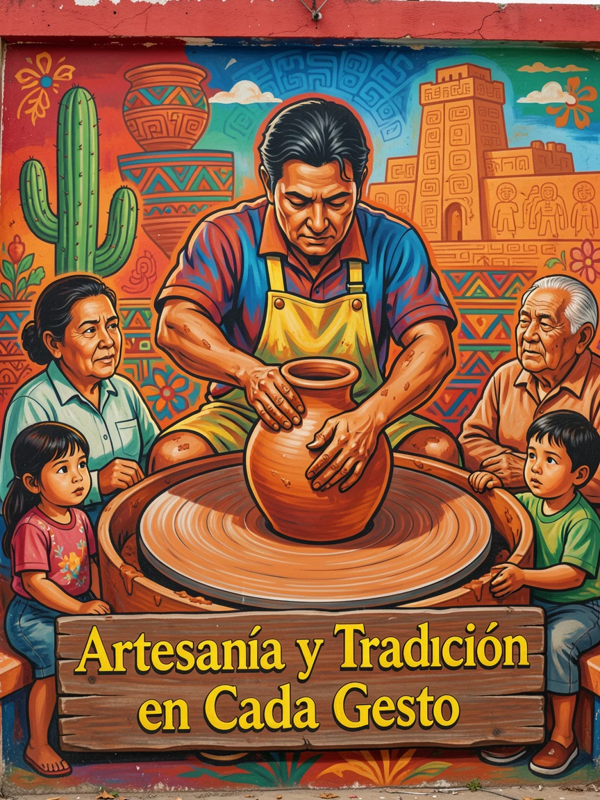 A potter shaping clay on a spinning wheel