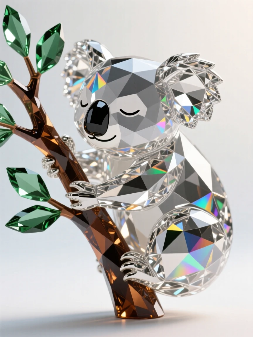 A koala clinging to a eucalyptus branch, sleepy eyes half-closed in soft morning light.