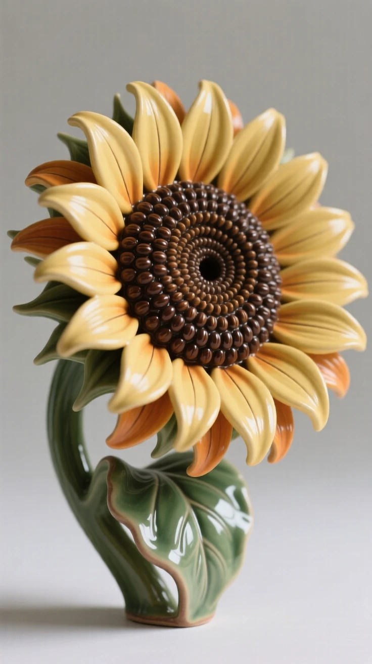 A single sunflower head heavy with seeds captured at the peak of full bloom, with veins tracing intricate natural patterns, radiating freshness and natural elegance.