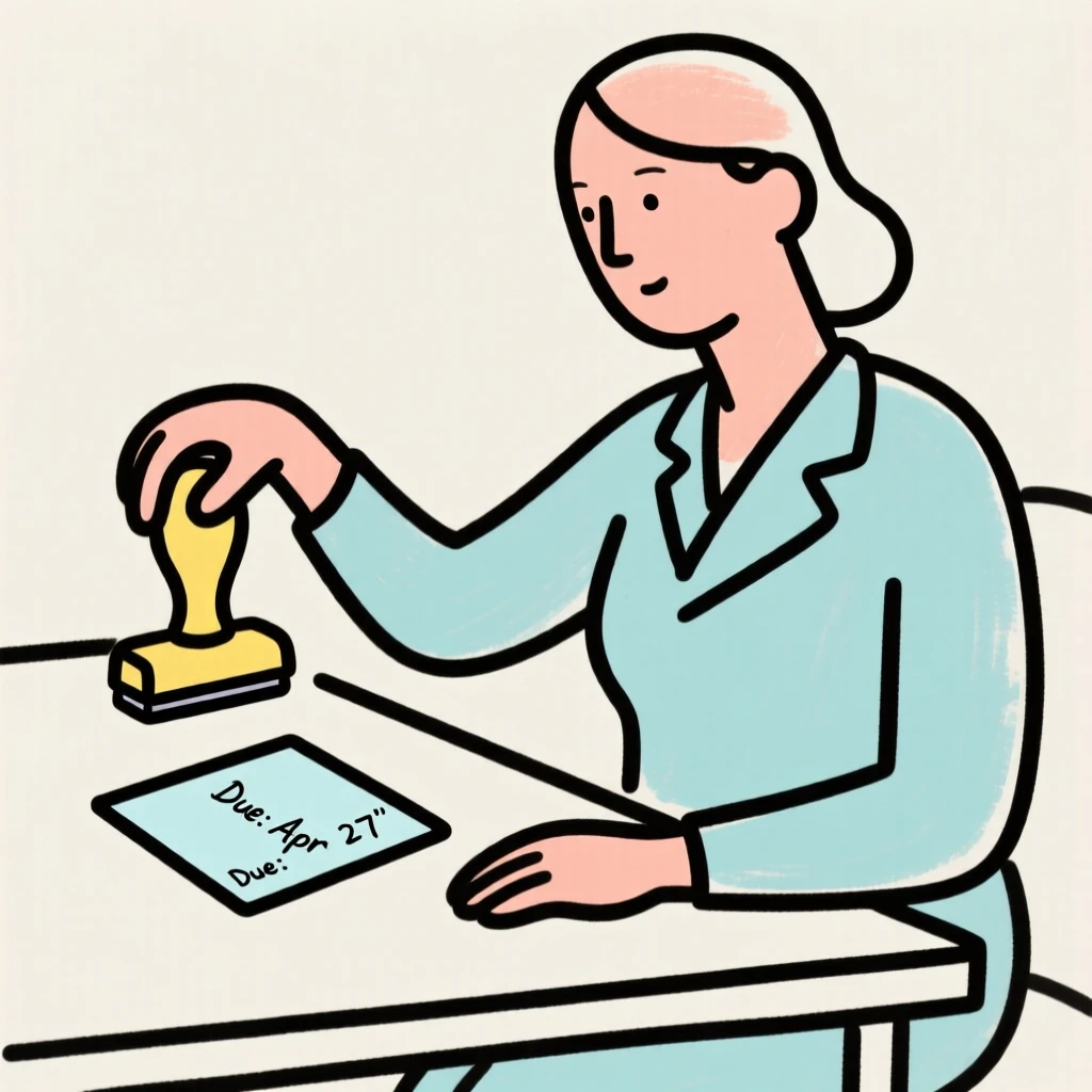 A librarian stamping a due date card