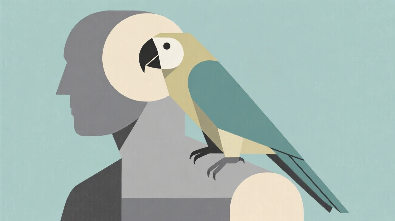A parrot perched on a person's shoulder