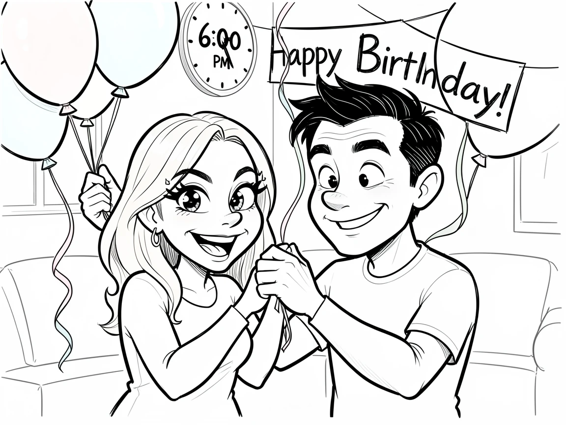 [Family & Relationship Moments] Heartwarming scene of parents secretly setting up a surprise birthday party, radiating love and warmth
